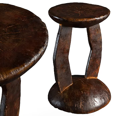Rustic Wooden Side Table With Round Top And Unique Leg Design Structure 3d model