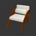 Single Sofa With Wooden Frame And White Cushion Modern Design 3d model