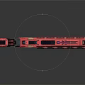 Modern Tactical Weapon With Red Body And Decorative Black Gold Patterns Design 3d model