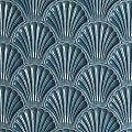 Teal Scallop Shaped Tile Wall Decor Pattern