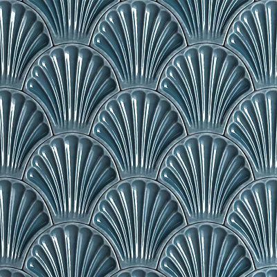 Teal Scallop Shaped Tile Wall Decor Pattern 3d model Teal Scallop Shaped Tile Wall Decor Pattern 3d model