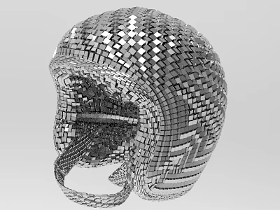 Unique Stylish Silver Mosaic Helmet as Decorative Daily Living Accessory 3d model