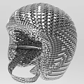 Unique Stylish Silver Mosaic Helmet as Decorative Daily Living Accessory