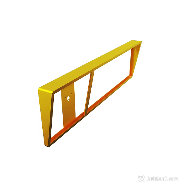 Yellow Metal Frame Structure With Vertical Sections And Bottom Hole 3d model 