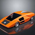 Orange Aerodynamic Concept Sports Car With Sleek Design Black Wheels And Modern Body