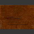 Red Wooden Cabinet With Glass Doors Drawers And Decorative Top
