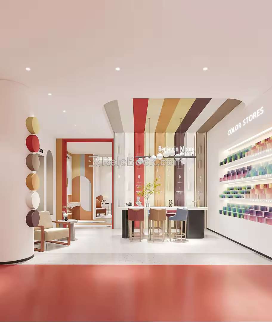 Modern Exhibition Hall Paint Sample Display Shop Space Paint Shop Color Paint Space Sample Display Space 3d model