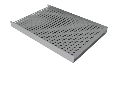 Gray Rectangular Perforated Tray With Uniform Holes And Flat Surface 3d model