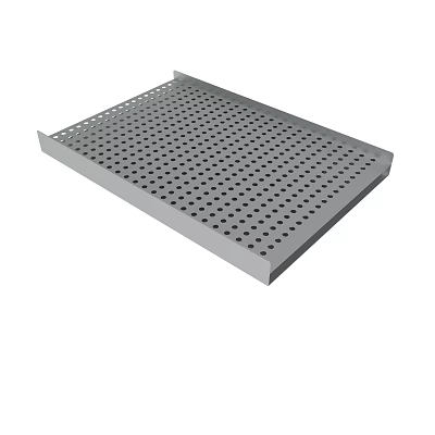 Gray Rectangular Perforated Tray With Uniform Holes And Flat Surface 3d model