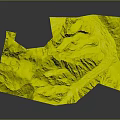 3D Mountainous Terrain Model Featuring Snow Covered Peaks Glacier And Green Valleys