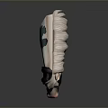 3D Horse Head Model With Black White Coat Long Mane And Red Eyes