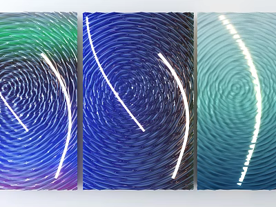 Modern Wall Decor With Spiral Patterns And Light Effects In Green Blue Hues 3d model