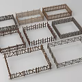 Multiple Styles of Wooden Fence Models with Different Patterns for Garden Decoration