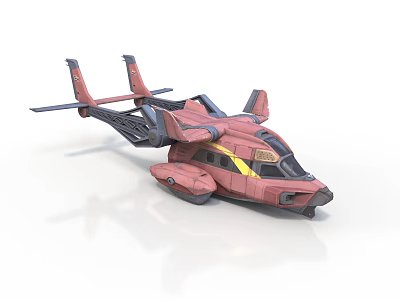Futuristic Red Winged Spacecraft With Sci Fi Design For Cosmic Exploration 3d model