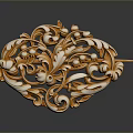 Ornate Gold Metal Accessory With Intricate Floral Pattern And Pearl Like Beads
