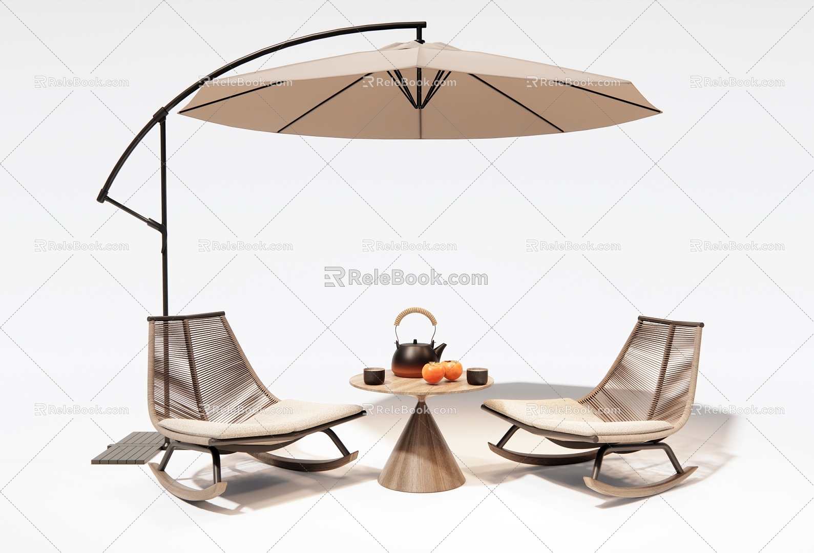 Modern Rattan Outdoor Chair Rocking Chair Recliner Leisure Chair Outdoor Table and Chair model