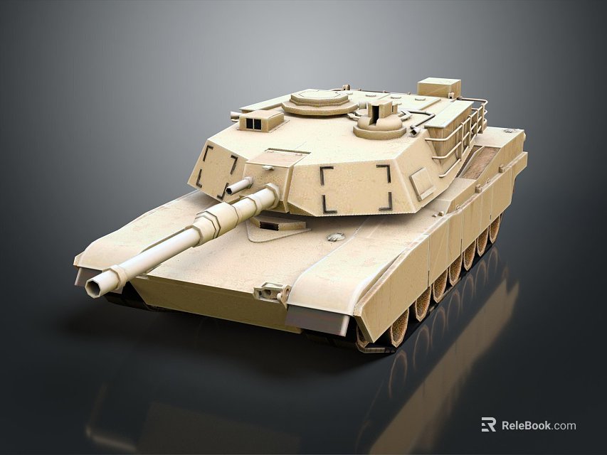 Modern Sand Colored Military Tank With Long Cannon And Heavy Tracks 3d model 