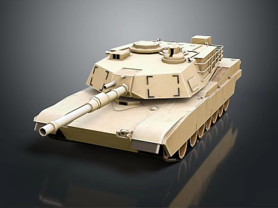 Modern Sand Colored Military Tank With Long Cannon And Heavy Tracks 3d model