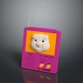 Pink Kids Computer With Yellow Screen Pig Face Design Antenna And Buttons