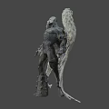 Detailed Game Movie Character Statue Featuring Muscular Build And Spread Wings