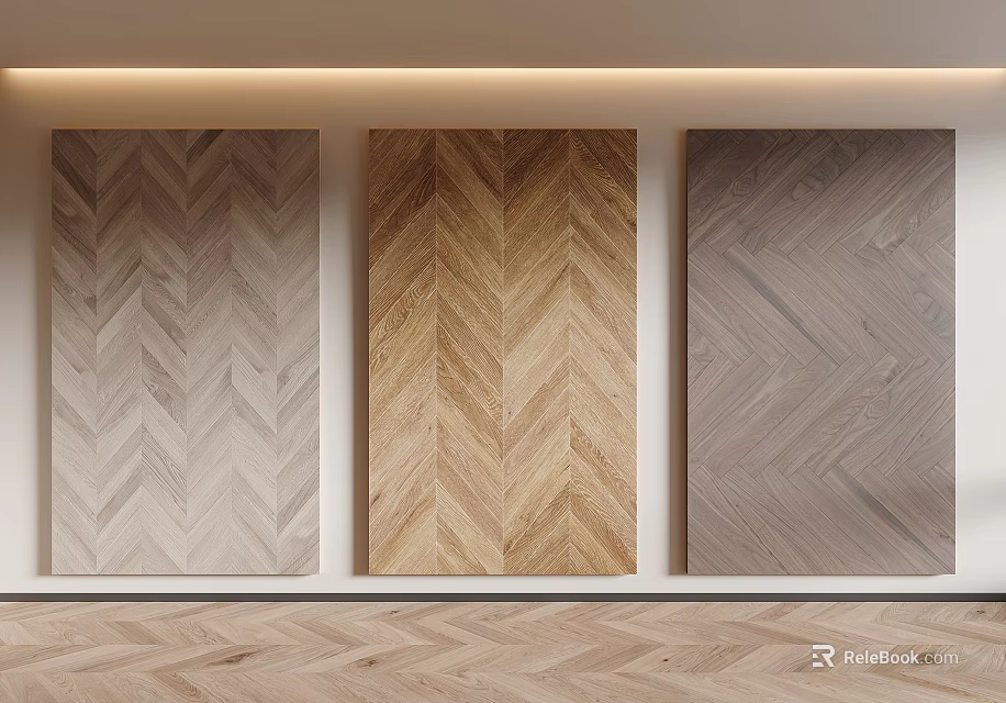 Herringbone Pattern Wooden Flooring In Various Styles 3d model