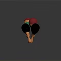 Vibrant Wooden Maracas Musical Instruments With Red Green Black Orange Spherical Heads And Reflection