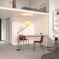 Modern Loft Apartment Living Room With Sofa TV And Bookshelves