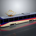 Modern City Train with Blue White Red Livery and Roof Pantograph for Urban Transport