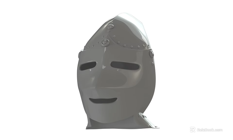 Medieval Metal Helmet With Visor Rivets And Classic Protective Design 3d model 
