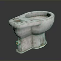 Vintage Ceramic Toilet Base With Worn Surface And Classic Drain Design