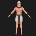 Egyptian Style Man With Traditional Headdress White Kilt And Gold Belt