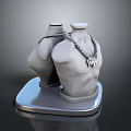 Elegant Necklaces Showcased On Grey Torso Mannequins With Silver Base Display Stand