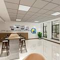 Modern Public Office Space Interior With Wooden Counter Chairs Bookshelves Plants And Natural Light