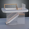Modern Staircase Design With Wooden Railing Steps And Landing Platform Structure