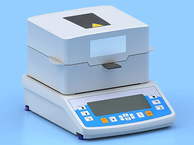 Industrial Moisture Analyzer Equipment With White Body Digital Display Control Panel And Transparent Window 3d model
