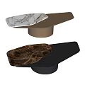 Modern Coffee Table Design With Marble Top Metal Base Dark Surface And Unique Shape 3d model