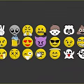 Set Of Colorful Emoji Characters With Various Expressions And Reflection