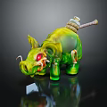 Small Warrior Riding Green Monster Pig With Red Eyes And Weapon