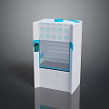 White Electronic Storage Cabinet With Transparent Window Blue Top Design And Display Screen