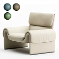 Elegant Modern Beige Leather Leisure Chair With Comfortable Curved Armrest Design