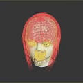 White Human Head Model Featuring Red Short Hair With Straight Bangs And Smooth Hair Texture