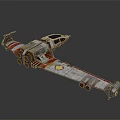 Futuristic Sci Fi Spaceship With Red Silver Exterior Blue Engines And Detailed Wing Structure