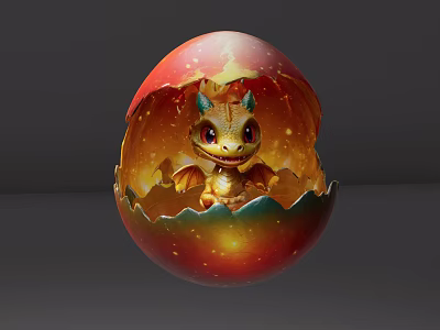 Dragon Egg Hatching Magic Style Carmful Dragon Game Fantasy Creatures 3d model
