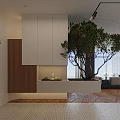 Modern Living Room Interior With Large Bookshelf Grey Sofa Green Plant And Coffee Table