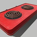 Red Double Burner Electric Stove With Copper Heating Coils For Kitchen Cooking