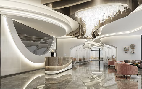 Light Luxury Hall Beauty Salon Lobby 3d model