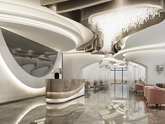 Light Luxury Hall Beauty Salon Lobby 3d model