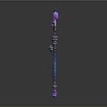 Enchanted Magic Staff With Crescent Moon Top Purple Cubes Pink Stars And Blue Shaft