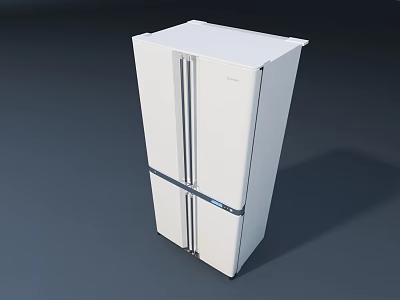 Sleek White Double Door Refrigerator Freezer With Modern Design And Home Appliance Look 3d model