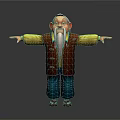 Cartoon Elderly Man Character With Long White Beard Red Yellow Coat Blue Pants Outstretched Arms